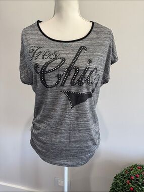 Vanilla Sugar Grey 'Tres Chic' Studded Graphic Tee - Women Sz L